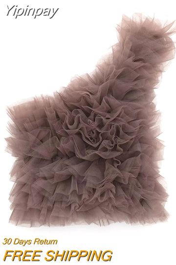 Yipinpay Mesh Crop Top Women Asymmetric Tulle Knit Top Female Sleeveless Off Shoulder Tops For Women 2023 Backless Sexy Tank Tops